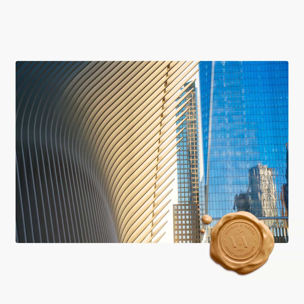 VIVA wax seal over modern architecture