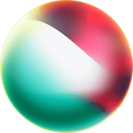 Teal, white and red orb